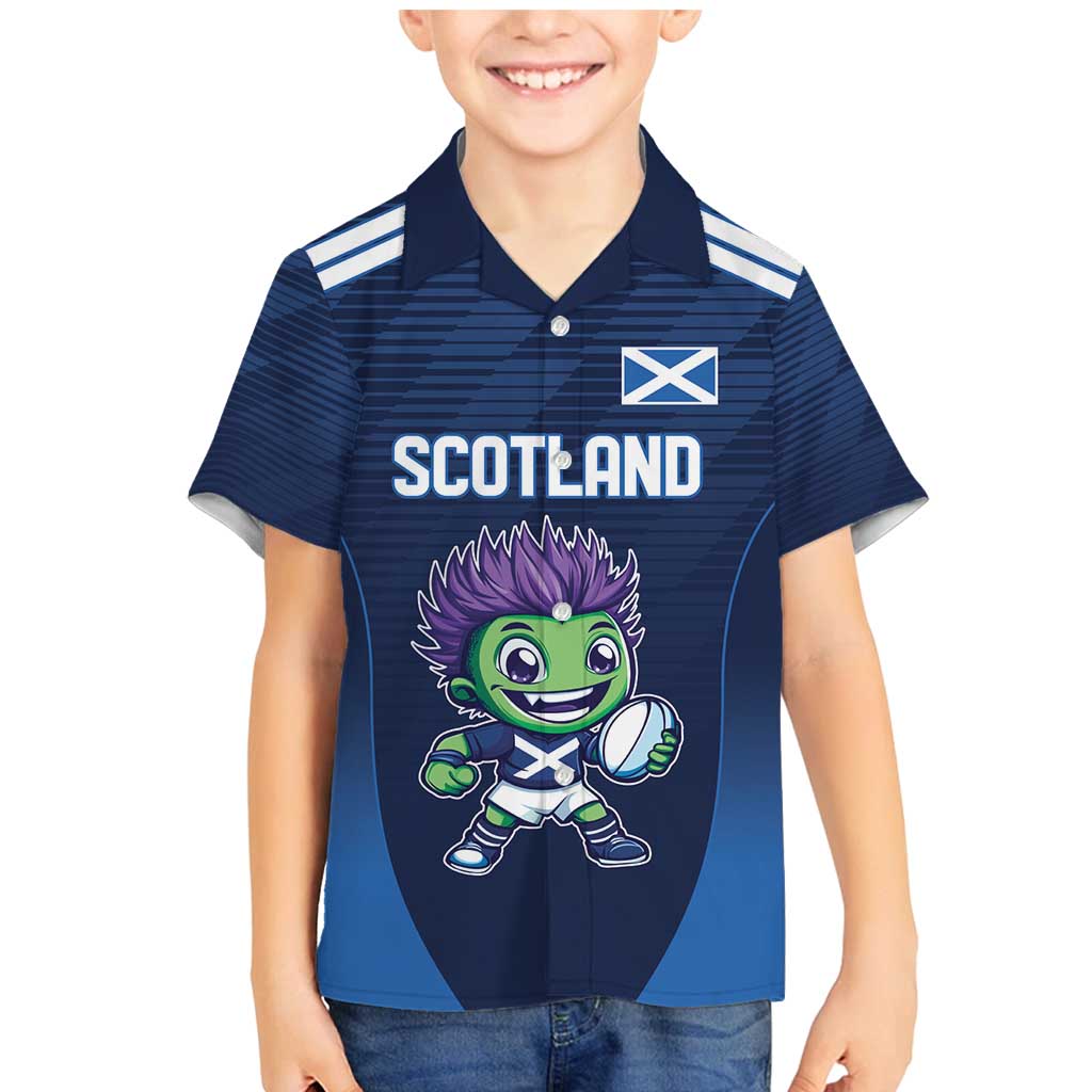 Scotland Rugby Custom Family Matching Mermaid Dress and Hawaiian Shirt Thistle Mascot Go Scottish!