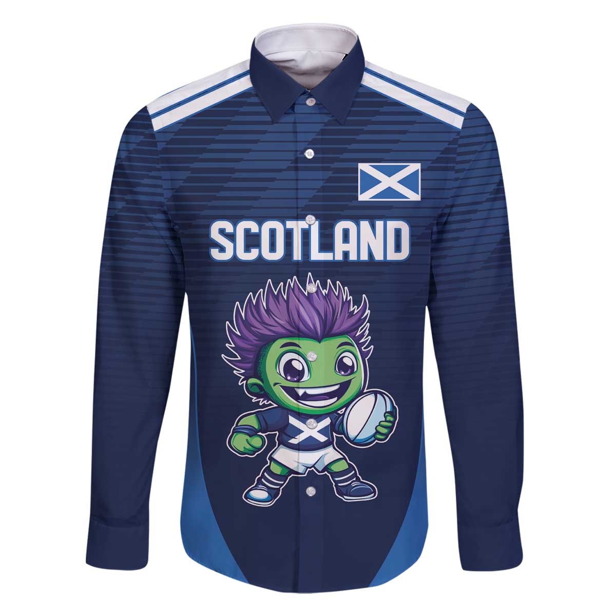 Scotland Rugby Custom Family Matching Off The Shoulder Long Sleeve Dress and Hawaiian Shirt Thistle Mascot Go Scottish!
