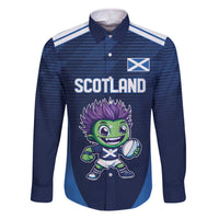 Scotland Rugby Custom Family Matching Off The Shoulder Long Sleeve Dress and Hawaiian Shirt Thistle Mascot Go Scottish!