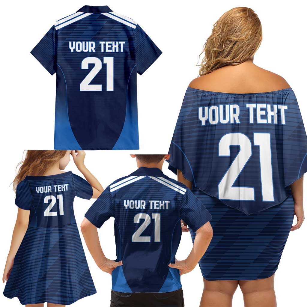 Scotland Rugby Custom Family Matching Off Shoulder Short Dress and Hawaiian Shirt Thistle Mascot Go Scottish!