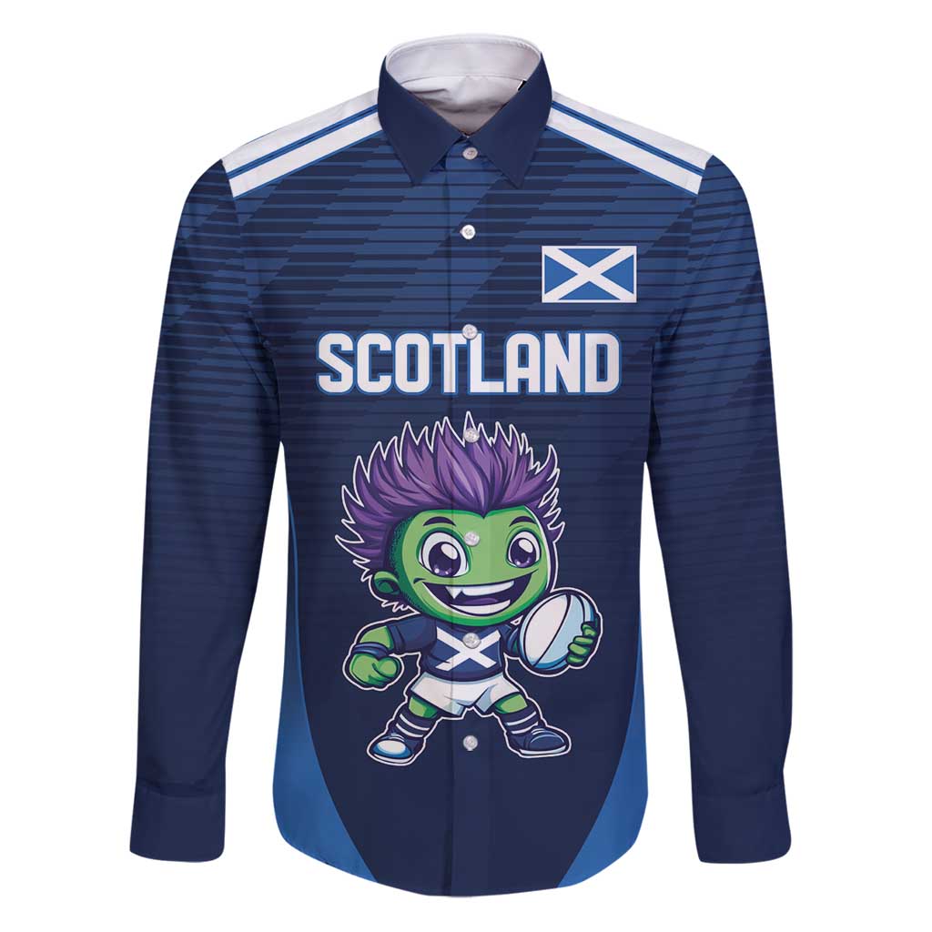 Scotland Rugby Custom Family Matching Puletasi and Hawaiian Shirt Thistle Mascot Go Scottish!