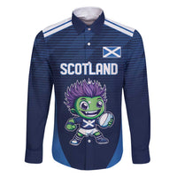 Scotland Rugby Custom Family Matching Puletasi and Hawaiian Shirt Thistle Mascot Go Scottish!
