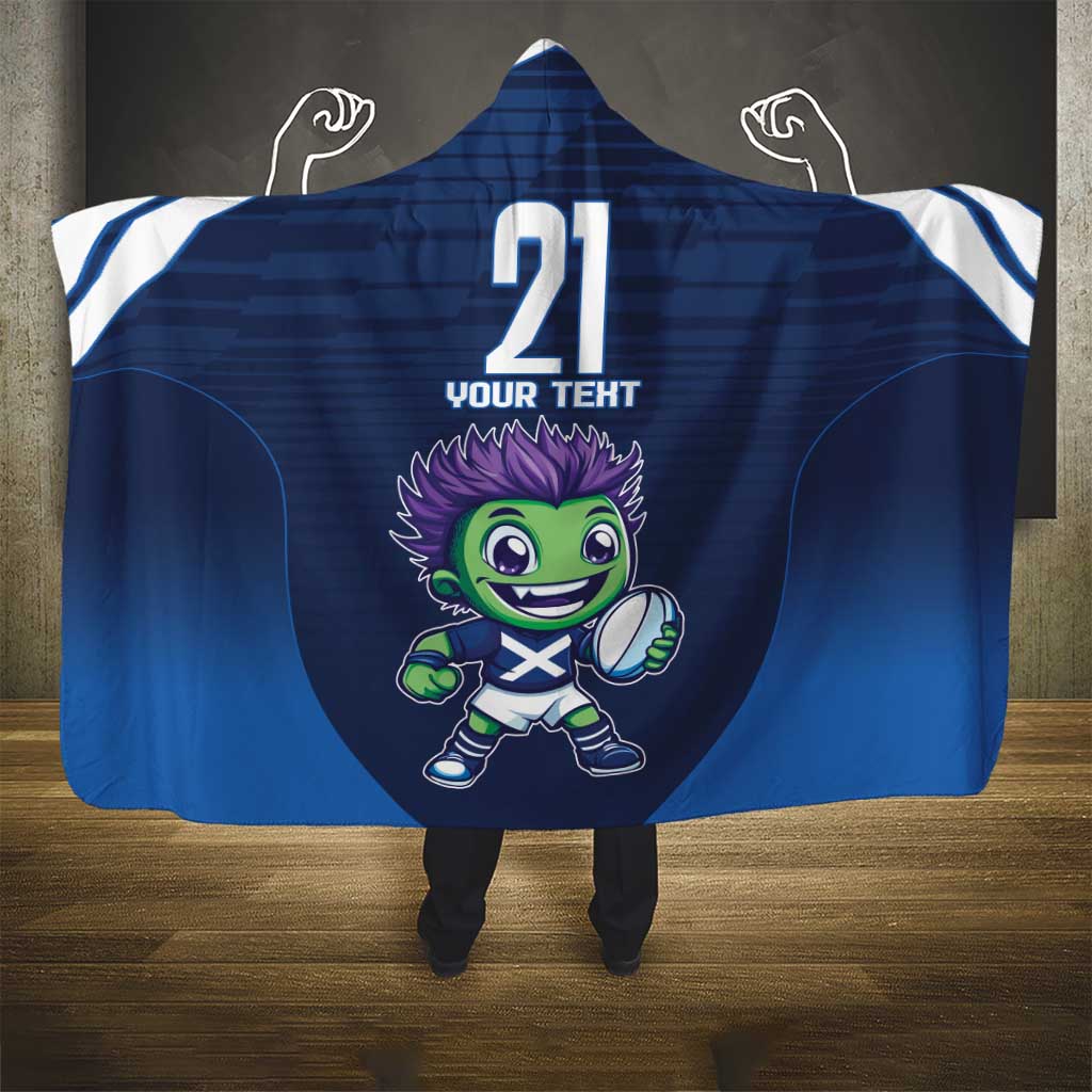 Scotland Rugby Custom Hooded Blanket Thistle Mascot Go Scottish!