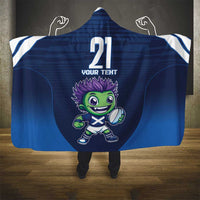 Scotland Rugby Custom Hooded Blanket Thistle Mascot Go Scottish!