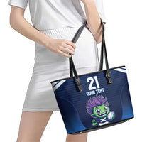 Scotland Rugby Custom Leather Tote Bag Thistle Mascot Go Scottish!