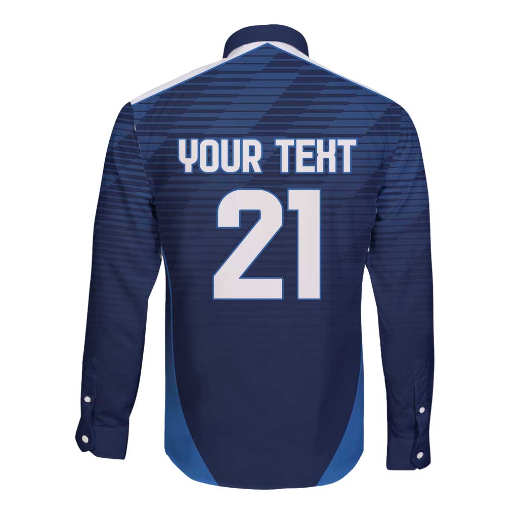 Scotland Rugby Custom Long Sleeve Button Shirt Thistle Mascot Go Scottish!