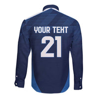 Scotland Rugby Custom Long Sleeve Button Shirt Thistle Mascot Go Scottish!