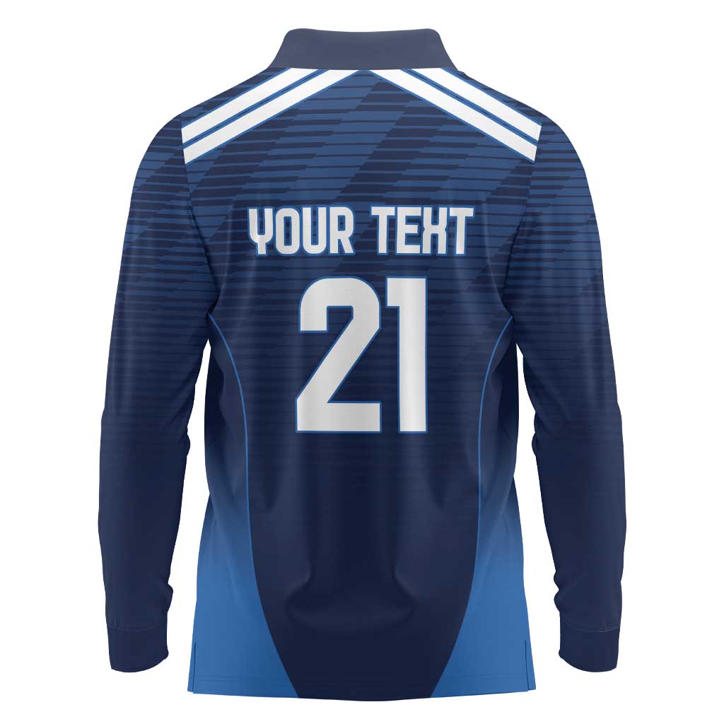 Scotland Rugby Custom Long Sleeve Polo Shirt Thistle Mascot Go Scottish!