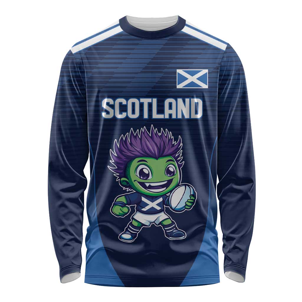 Scotland Rugby Custom Long Sleeve Shirt Thistle Mascot Go Scottish!
