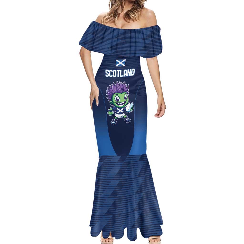 Scotland Rugby Custom Mermaid Dress Thistle Mascot Go Scottish!