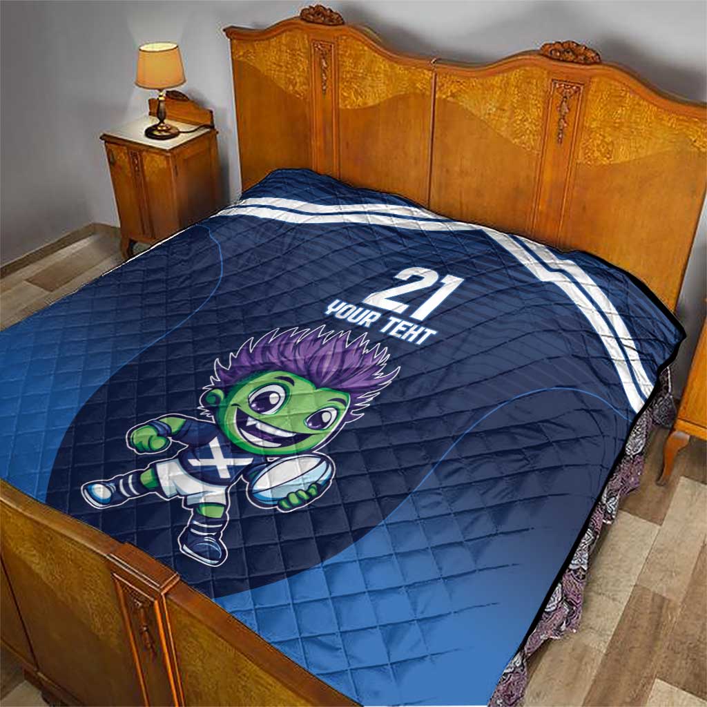 Scotland Rugby Custom Quilt Thistle Mascot Go Scottish!