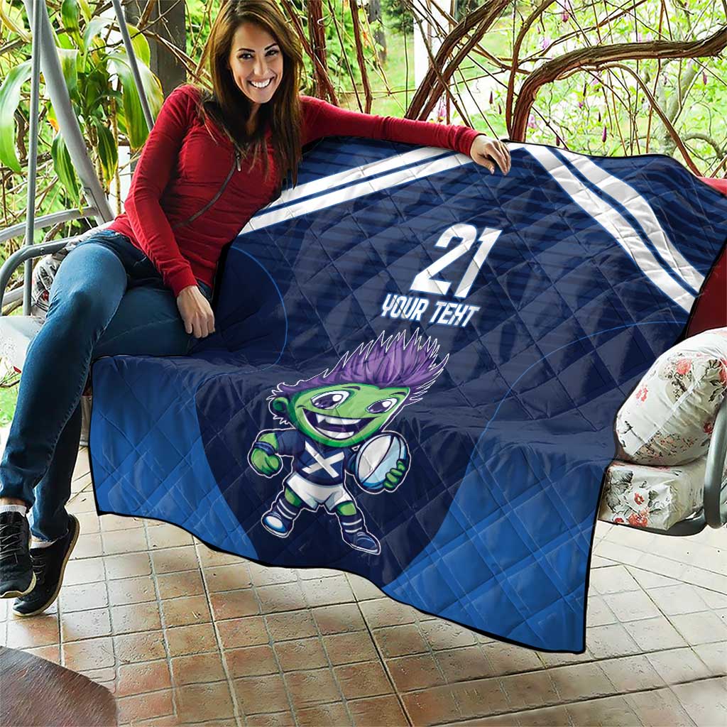 Scotland Rugby Custom Quilt Thistle Mascot Go Scottish!