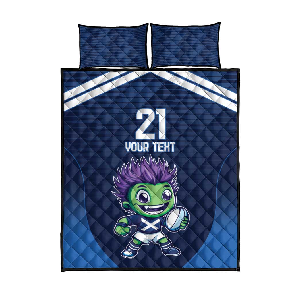 Scotland Rugby Custom Quilt Bed Set Thistle Mascot Go Scottish!