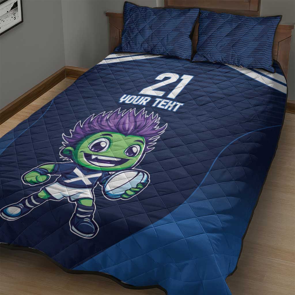 Scotland Rugby Custom Quilt Bed Set Thistle Mascot Go Scottish!
