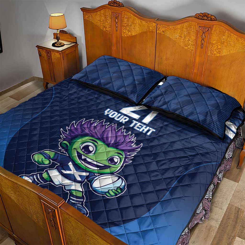 Scotland Rugby Custom Quilt Bed Set Thistle Mascot Go Scottish!