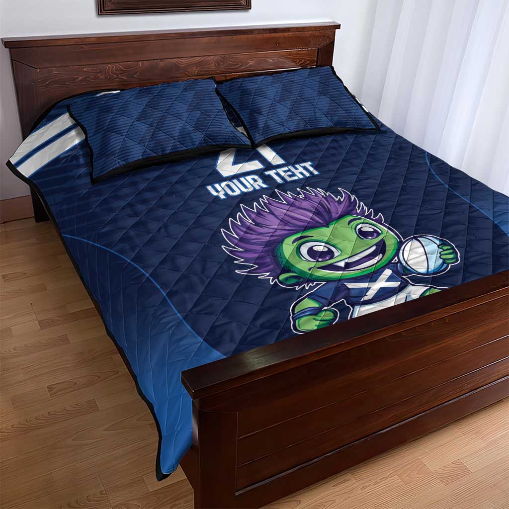 Scotland Rugby Custom Quilt Bed Set Thistle Mascot Go Scottish!