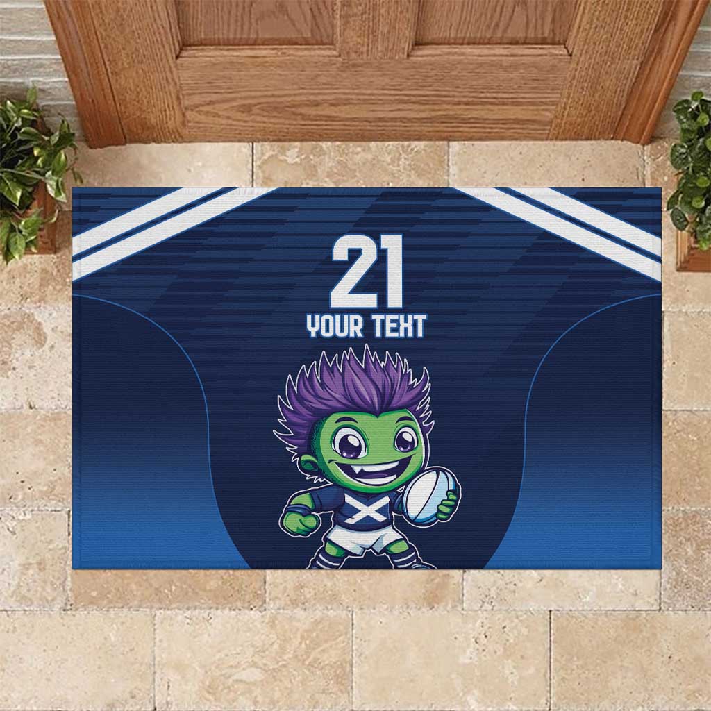Scotland Rugby Custom Rubber Doormat Thistle Mascot Go Scottish!