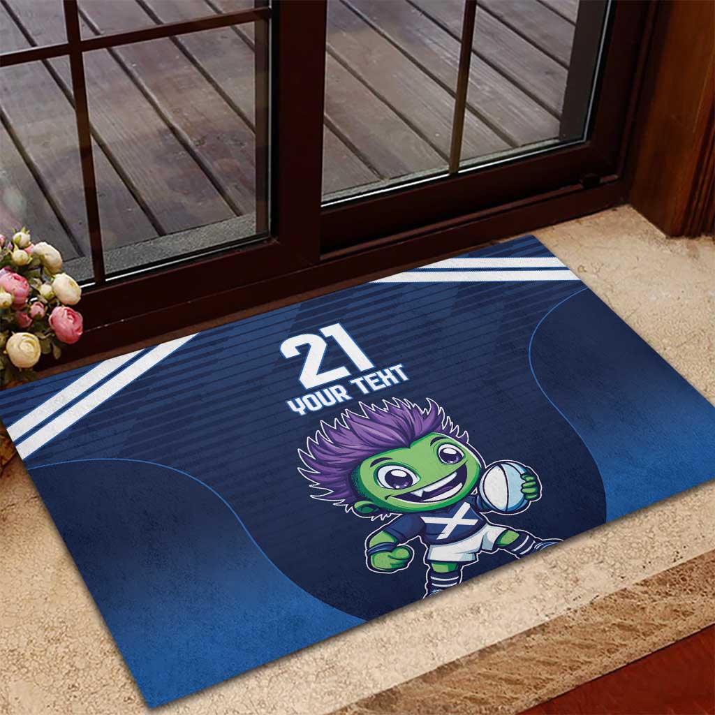 Scotland Rugby Custom Rubber Doormat Thistle Mascot Go Scottish!