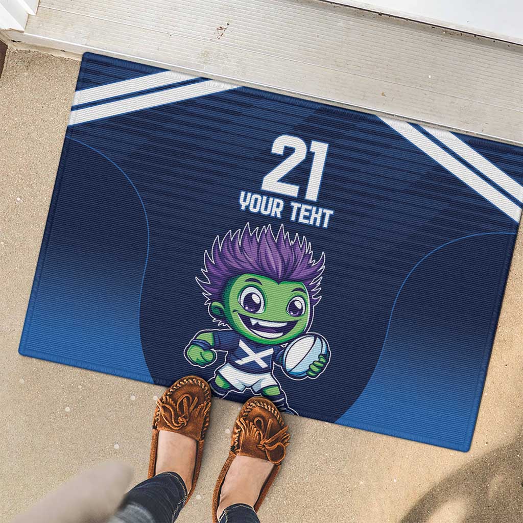 Scotland Rugby Custom Rubber Doormat Thistle Mascot Go Scottish!