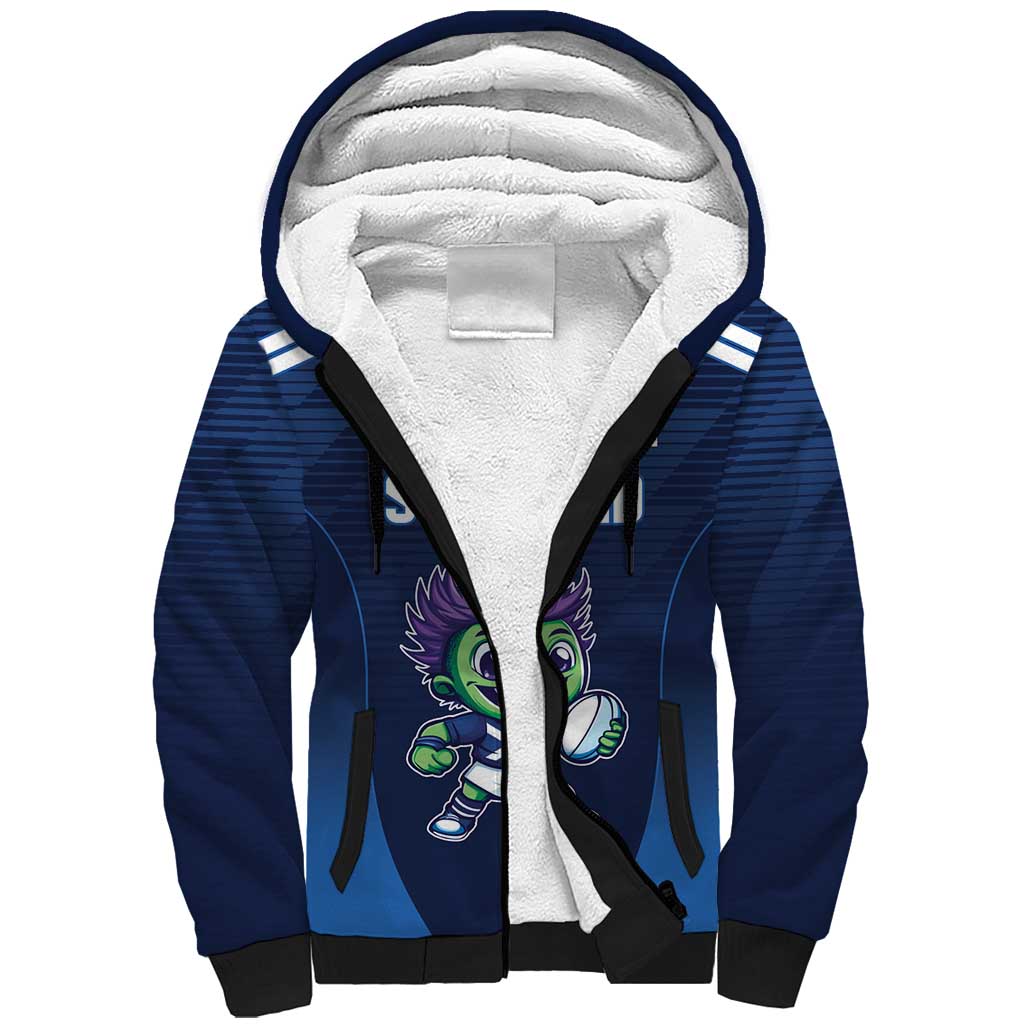 Scotland Rugby Custom Sherpa Hoodie Thistle Mascot Go Scottish!