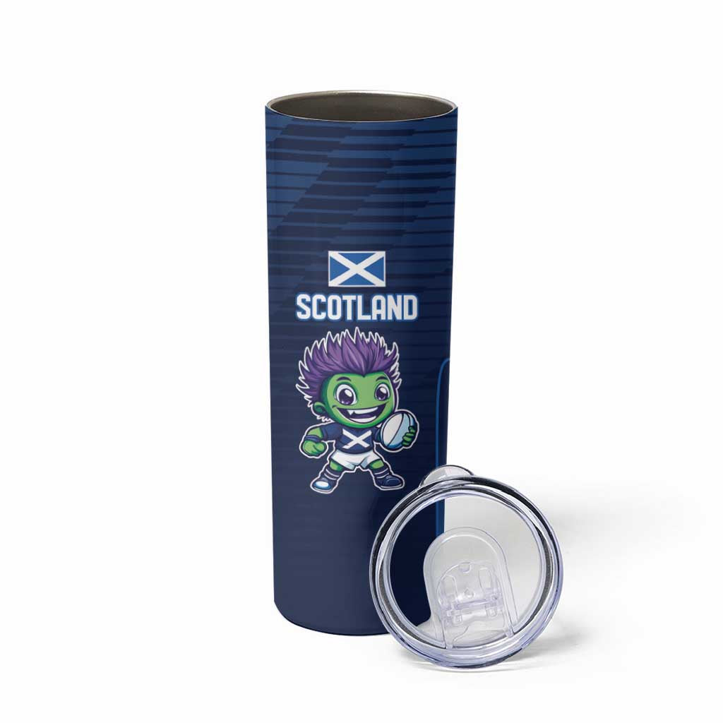 Scotland Rugby Custom Skinny Tumbler Thistle Mascot Go Scottish!