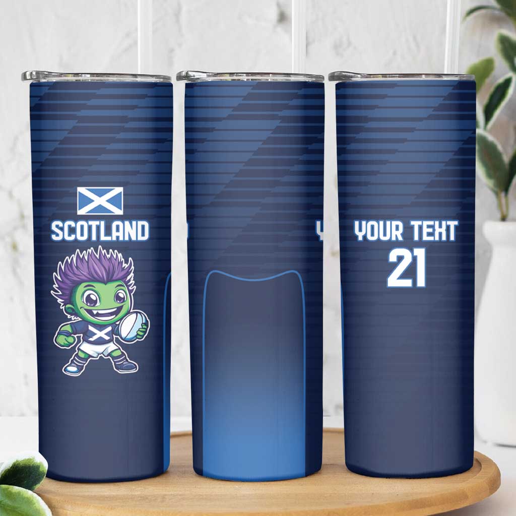 Scotland Rugby Custom Skinny Tumbler Thistle Mascot Go Scottish!
