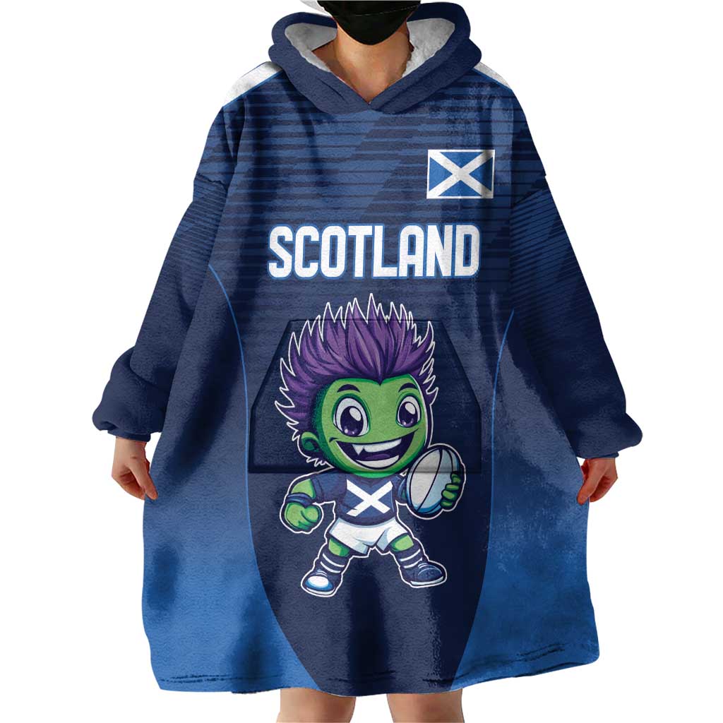 Scotland Rugby Custom Wearable Blanket Hoodie Thistle Mascot Go Scottish!