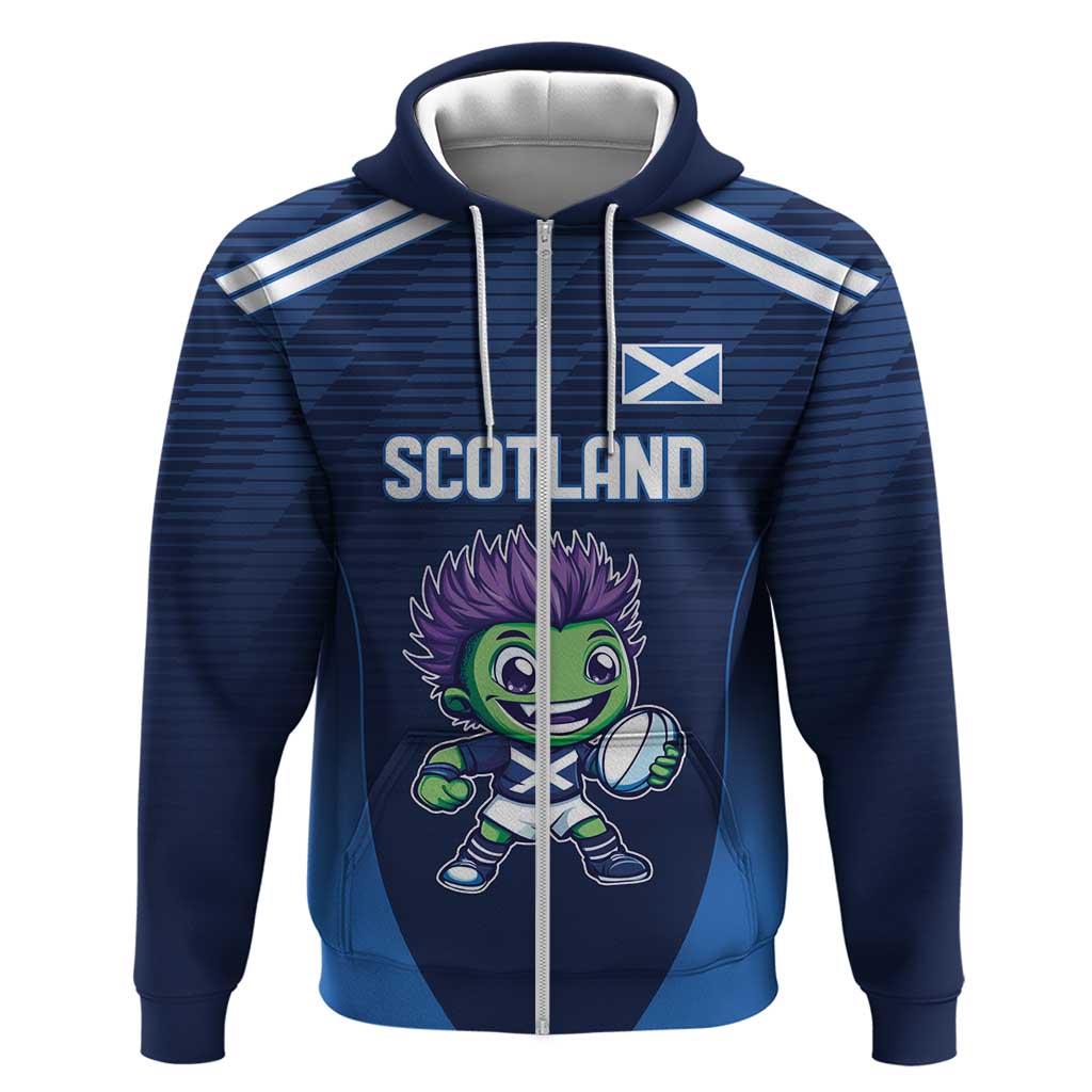 Scotland Rugby Custom Zip Hoodie Thistle Mascot Go Scottish!