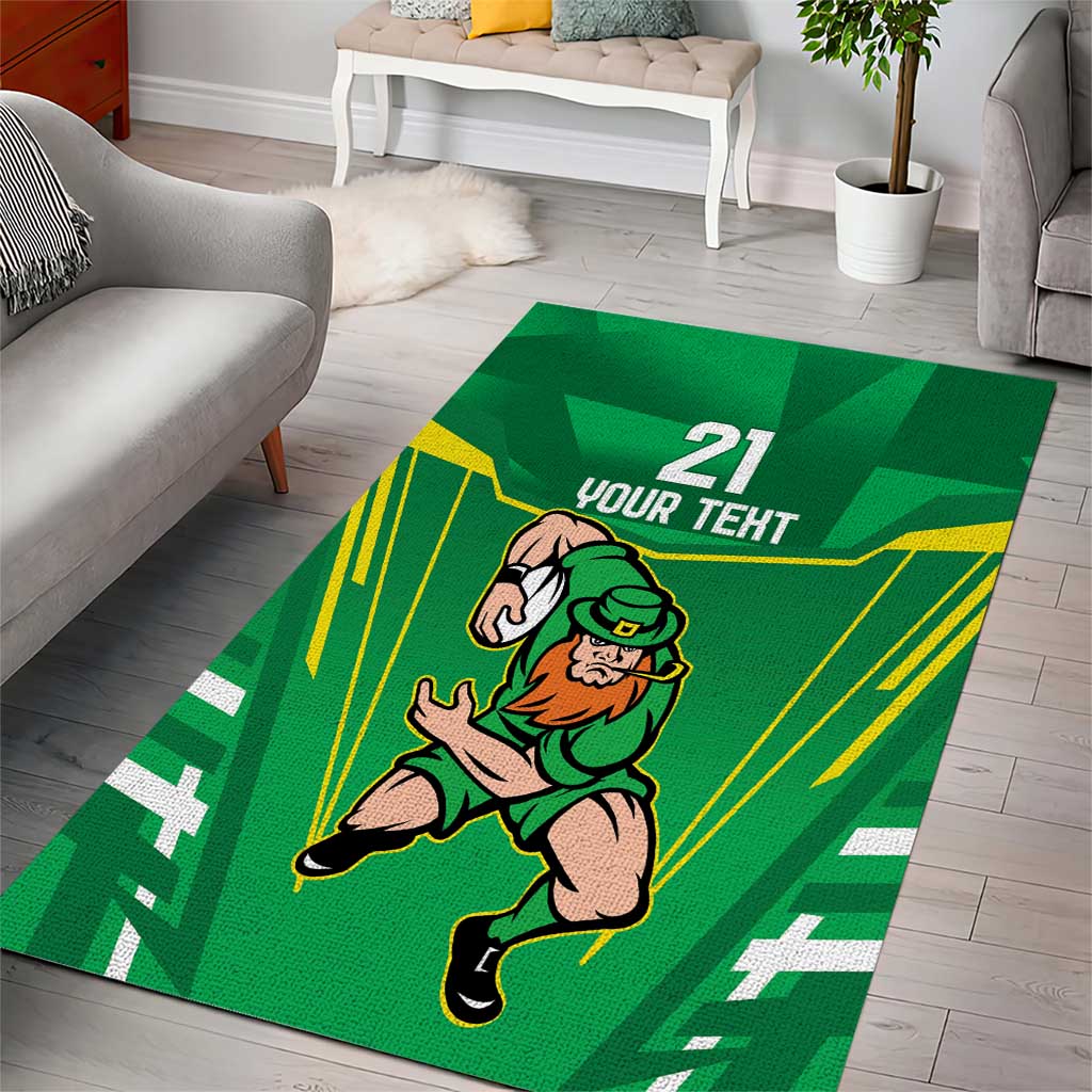 Ireland Rugby Custom Area Rug Irish Warrior Mascot Go Shamrock