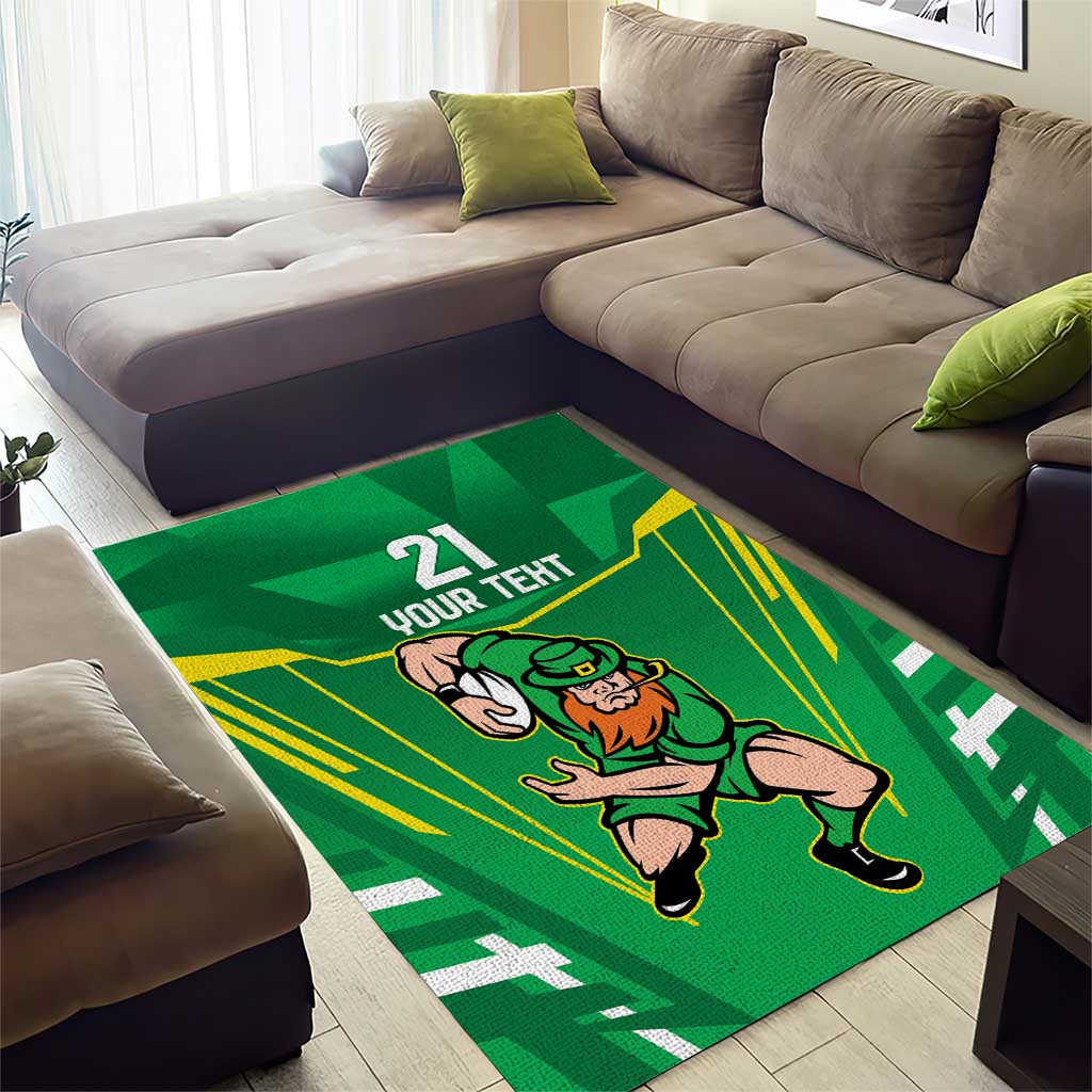 Ireland Rugby Custom Area Rug Irish Warrior Mascot Go Shamrock