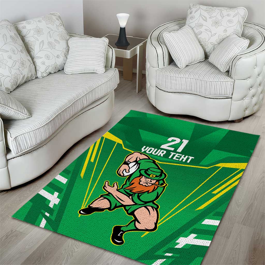 Ireland Rugby Custom Area Rug Irish Warrior Mascot Go Shamrock