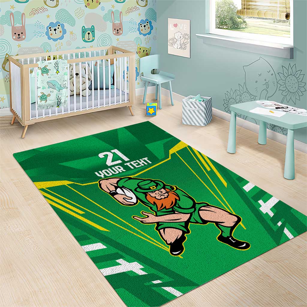 Ireland Rugby Custom Area Rug Irish Warrior Mascot Go Shamrock