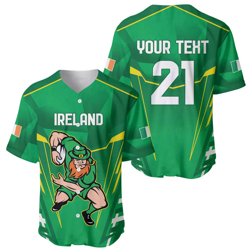 Ireland Rugby Custom Baseball Jersey Irish Warrior Mascot Go Shamrock
