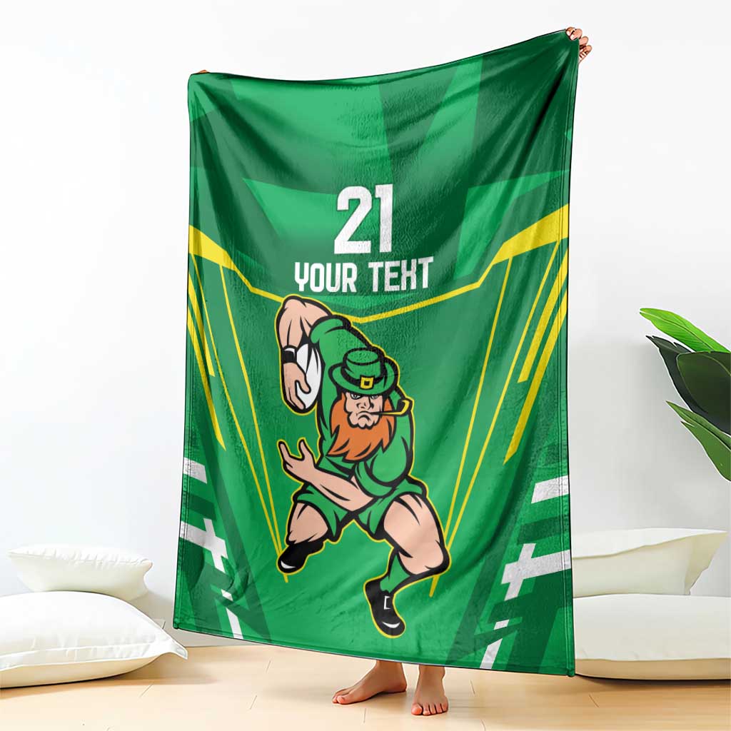 Ireland Rugby Custom Blanket Irish Warrior Mascot Go Shamrock