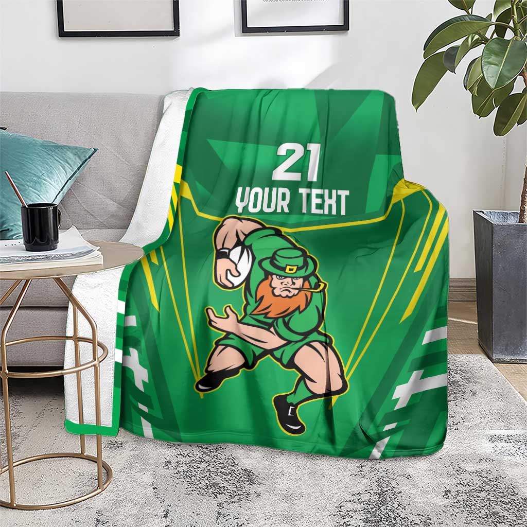 Ireland Rugby Custom Blanket Irish Warrior Mascot Go Shamrock
