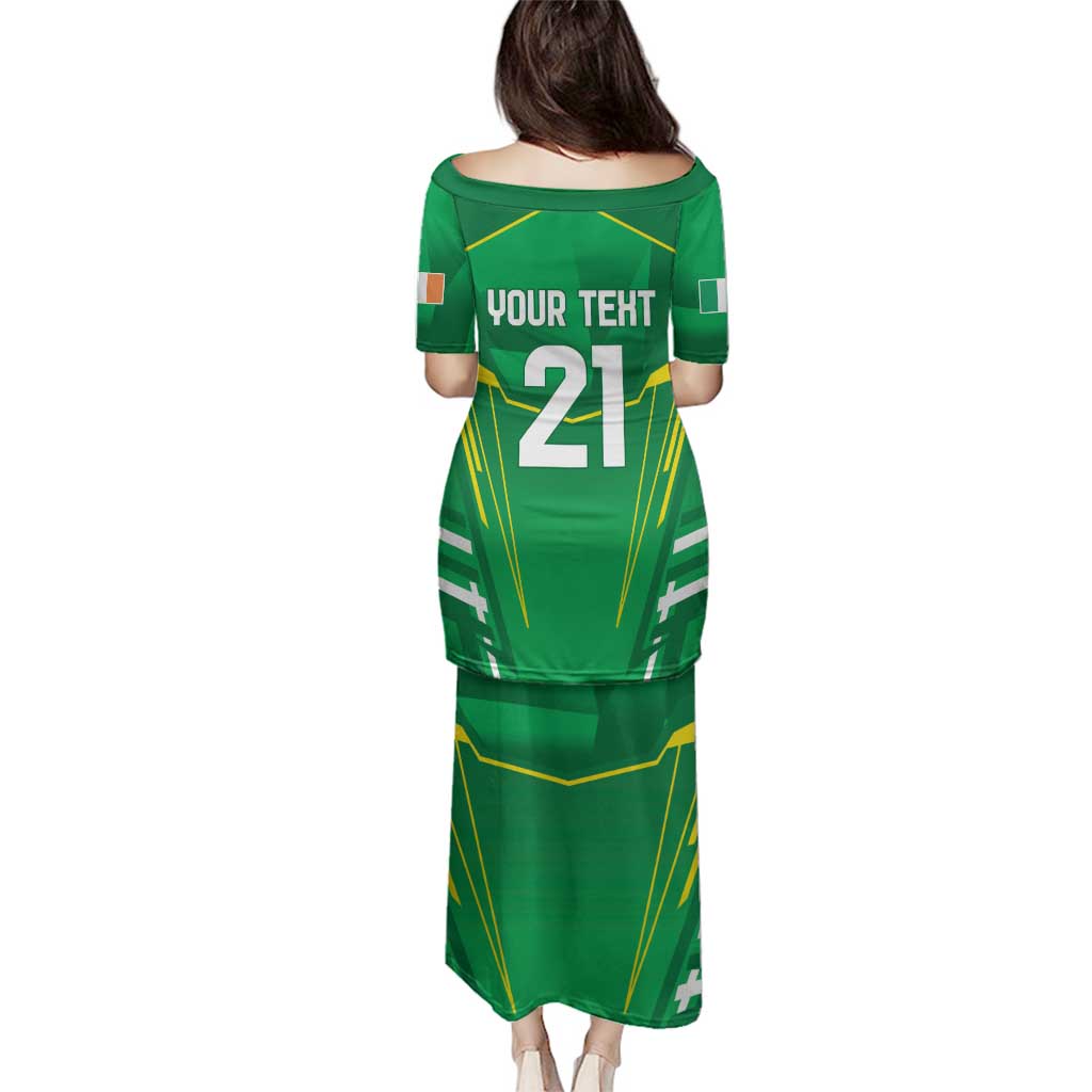 Ireland Rugby Custom Family Matching Puletasi and Hawaiian Shirt Irish Warrior Mascot Go Shamrock