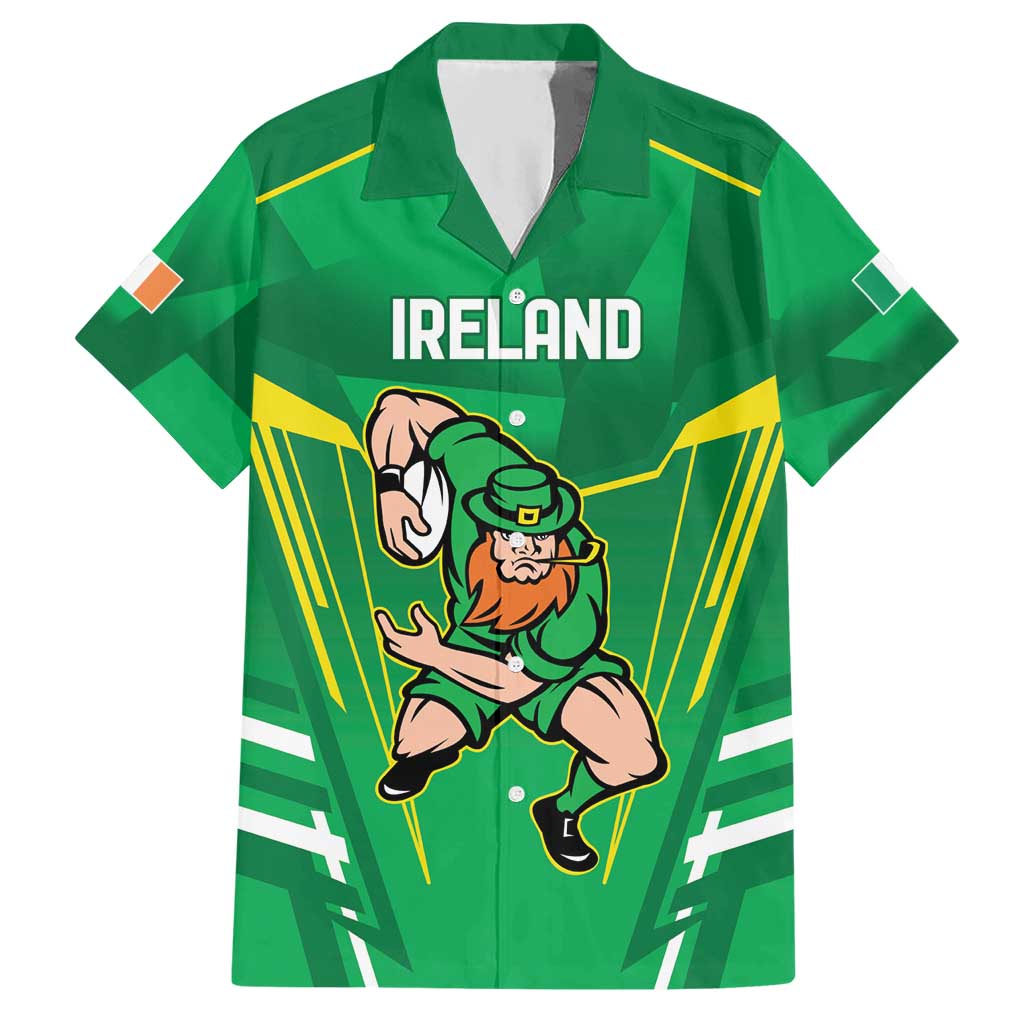 Ireland Rugby Custom Hawaiian Shirt Irish Warrior Mascot Go Shamrock