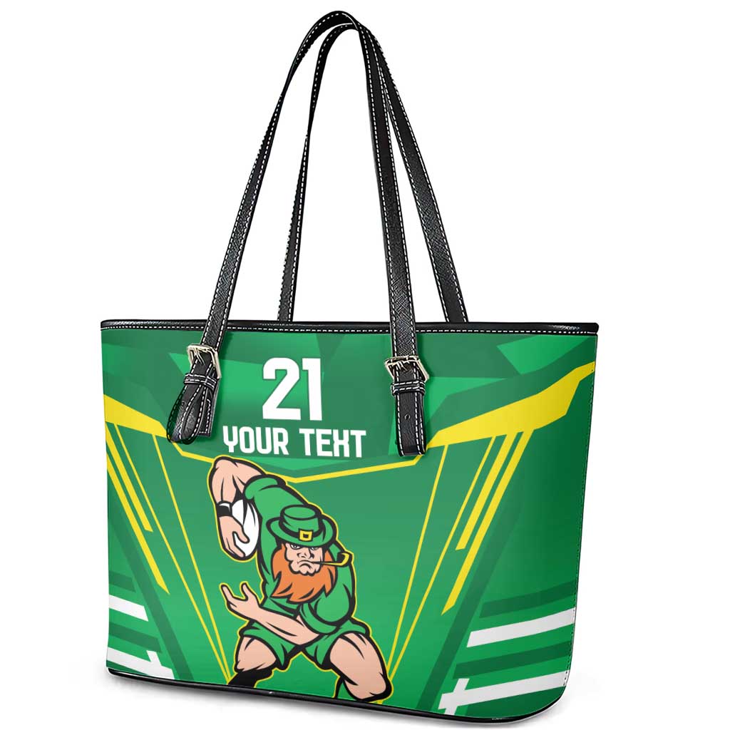 Ireland Rugby Custom Leather Tote Bag Irish Warrior Mascot Go Shamrock