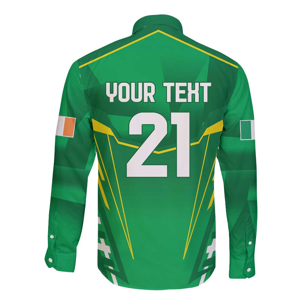 Ireland Rugby Custom Long Sleeve Button Shirt Irish Warrior Mascot Go Shamrock