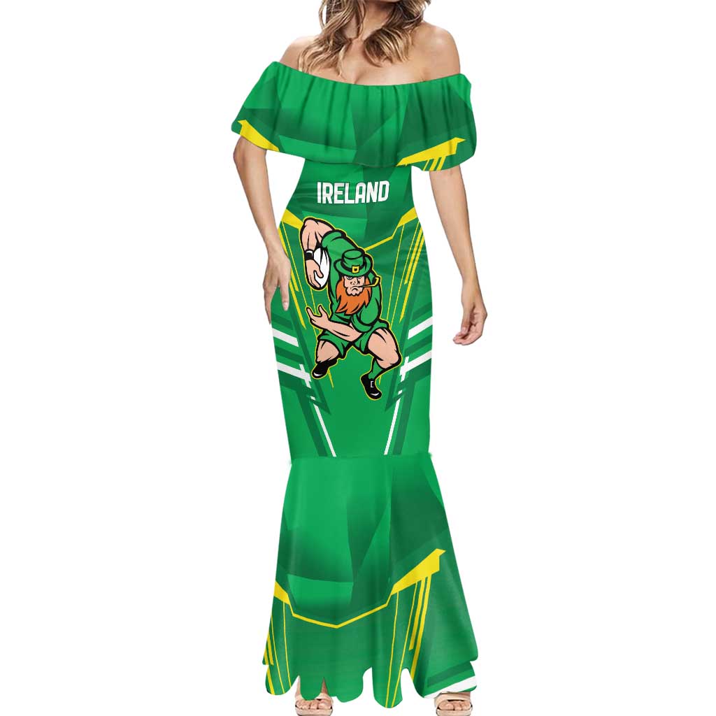 Ireland Rugby Custom Mermaid Dress Irish Warrior Mascot Go Shamrock