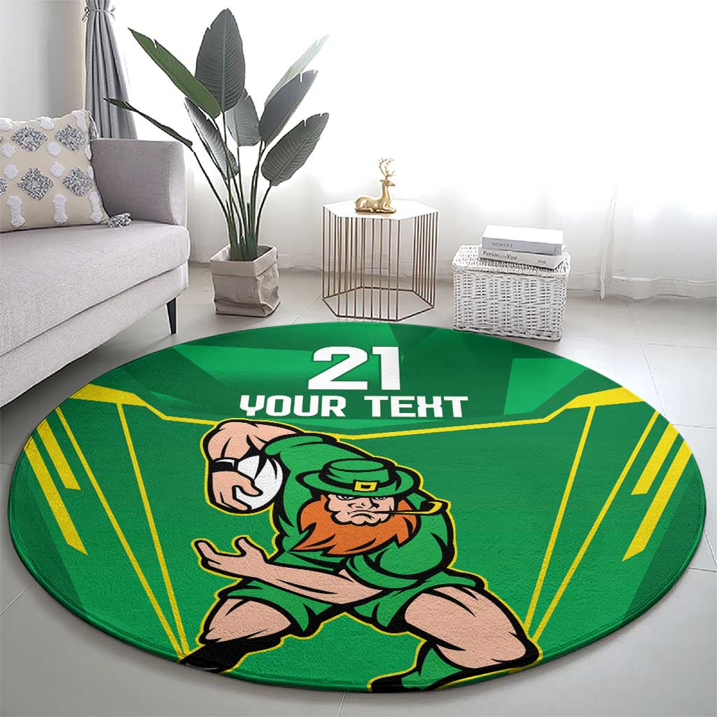 Ireland Rugby Custom Round Carpet Irish Warrior Mascot Go Shamrock