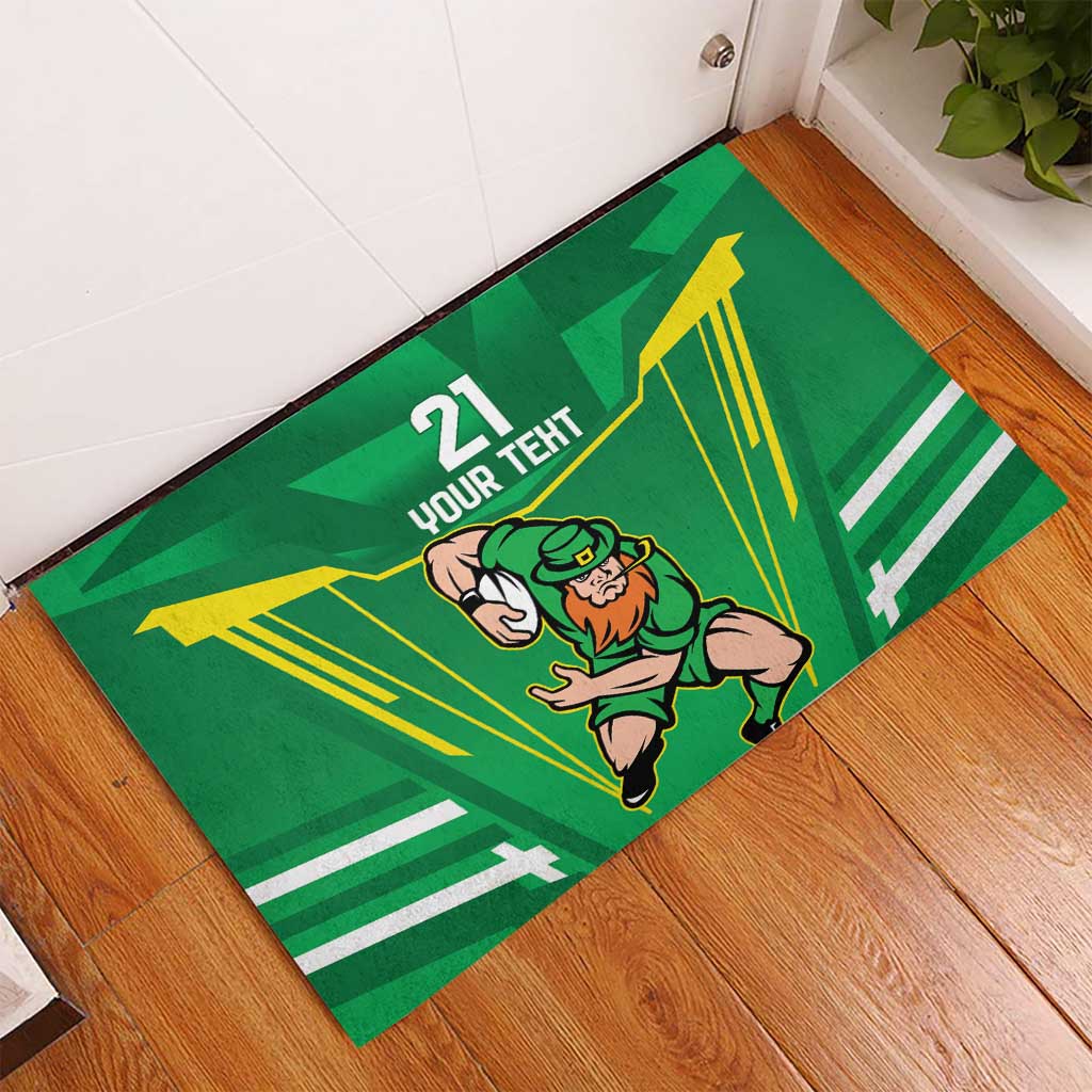 Ireland Rugby Custom Rubber Doormat Irish Warrior Mascot Go Shamrock