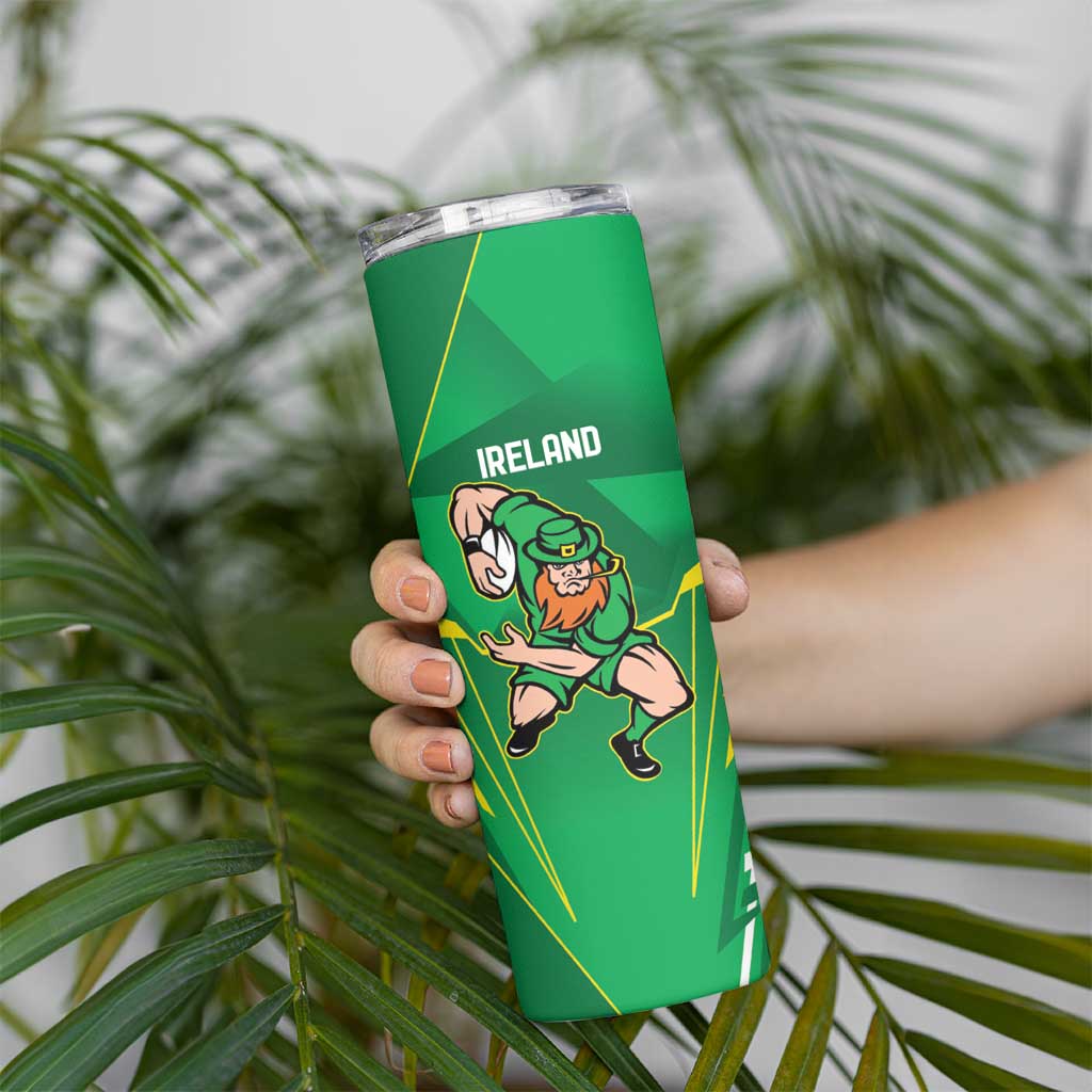 Ireland Rugby Custom Skinny Tumbler Irish Warrior Mascot Go Shamrock
