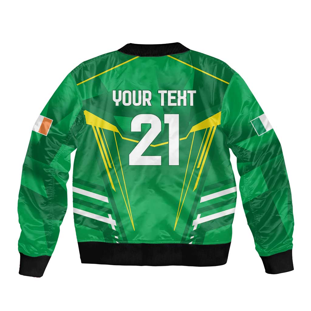 Ireland Rugby Custom Sleeve Zip Bomber Jacket Irish Warrior Mascot Go Shamrock