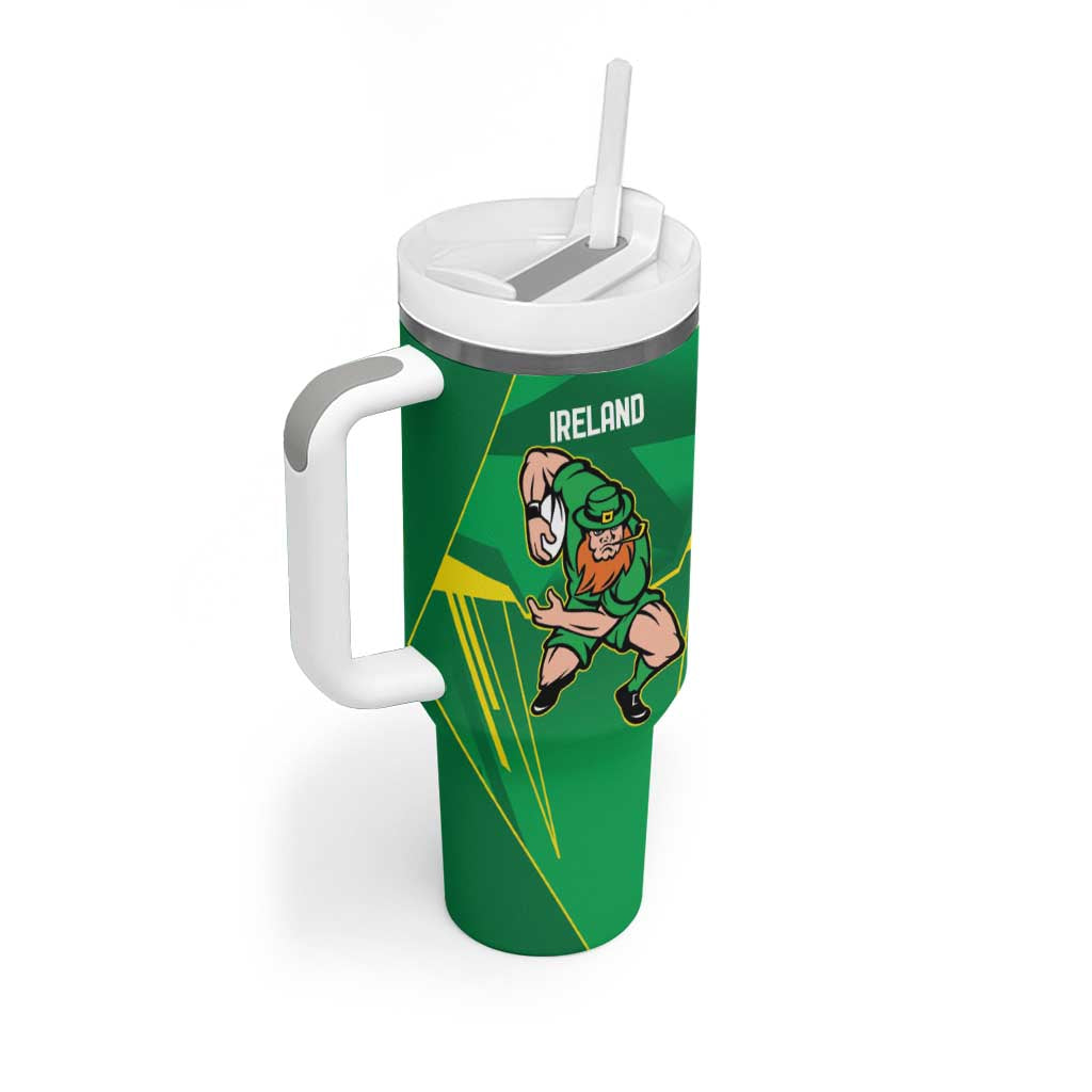 Ireland Rugby Custom Tumbler With Handle Irish Warrior Mascot Go Shamrock