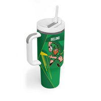 Ireland Rugby Custom Tumbler With Handle Irish Warrior Mascot Go Shamrock