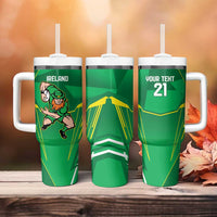 Ireland Rugby Custom Tumbler With Handle Irish Warrior Mascot Go Shamrock