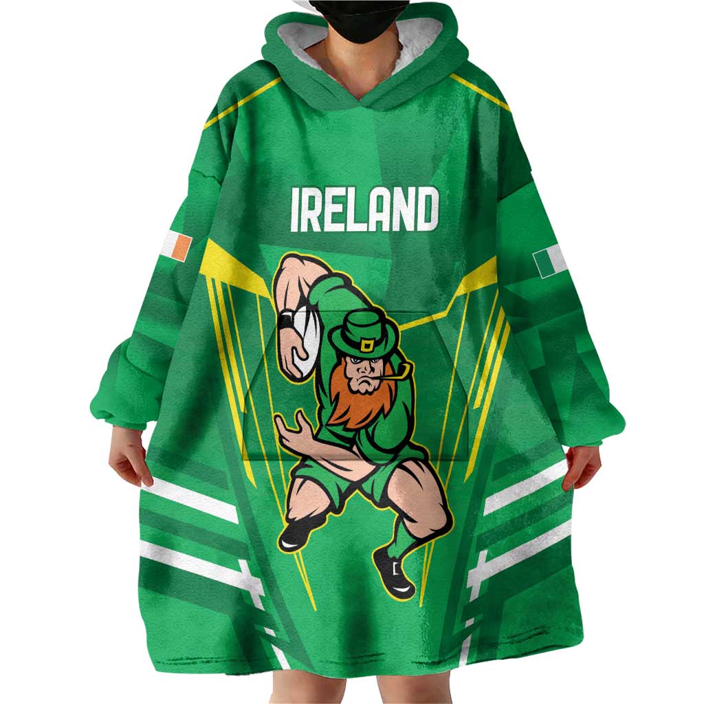 Ireland Rugby Custom Wearable Blanket Hoodie Irish Warrior Mascot Go Shamrock