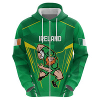 Ireland Rugby Custom Zip Hoodie Irish Warrior Mascot Go Shamrock