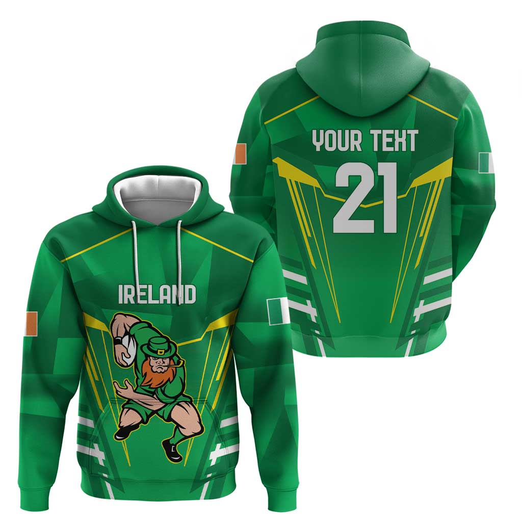 Ireland Rugby Custom Zip Hoodie Irish Warrior Mascot Go Shamrock